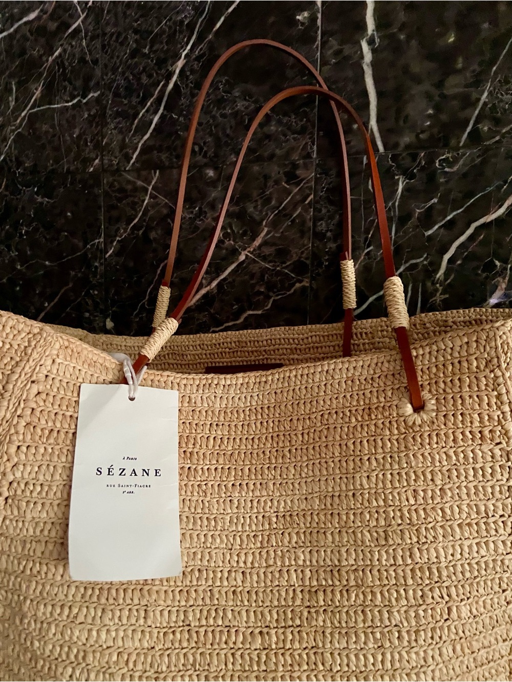 SEZANE RAFFIA PALOMA BASKET TOTE BAG ⚜️ - Picture 3 of 16